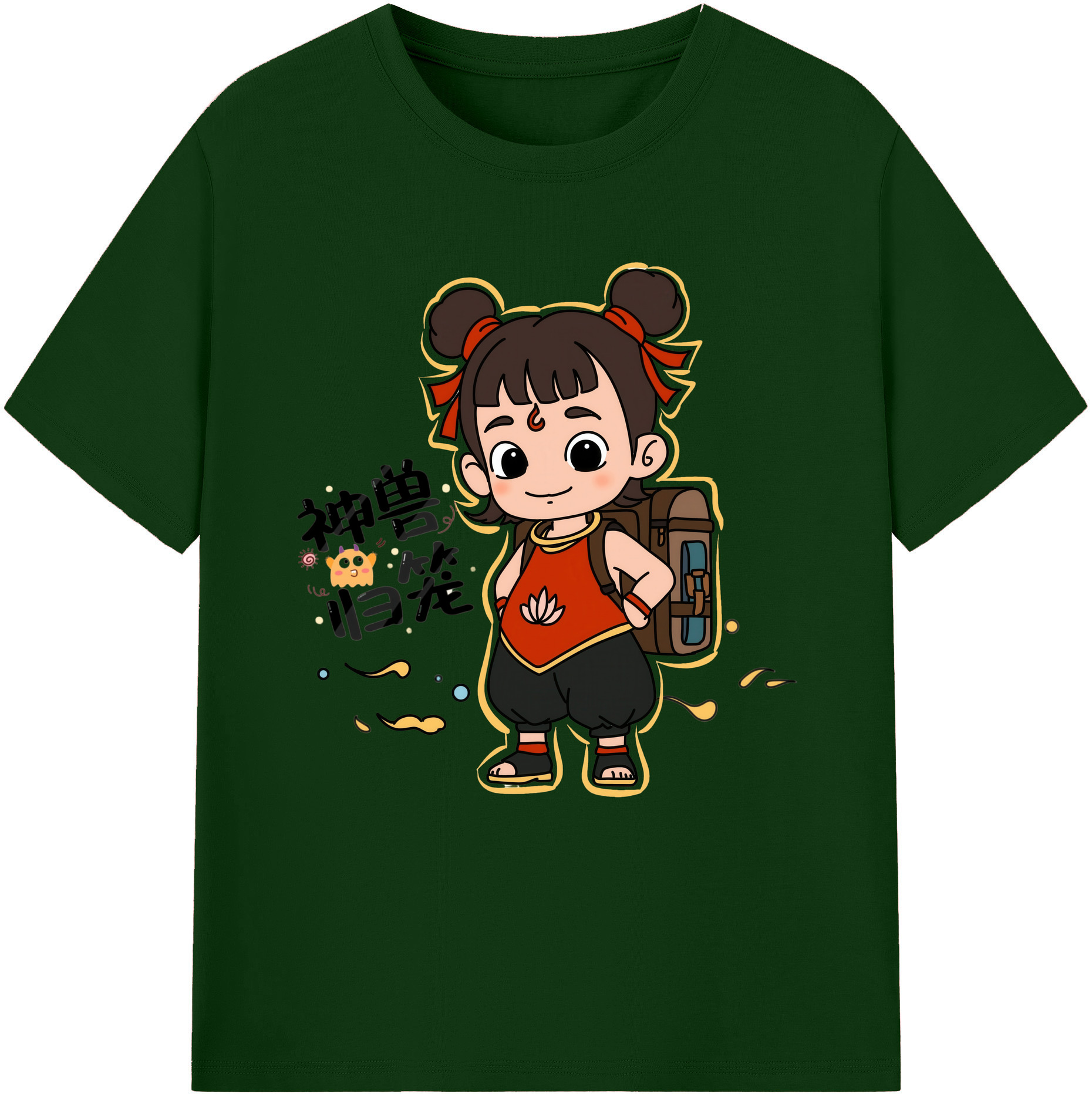 （画像用） Ne Zha 2 ナタ 魔童の大暴れ 綿100％半袖Tシャツ（フロントプリント）
